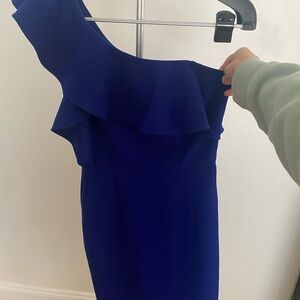 Aqua Royal Blue One-Shoulder Dress